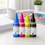Kit d’encre de sublimation avec mug blanc, textile polyester et transferts colorés